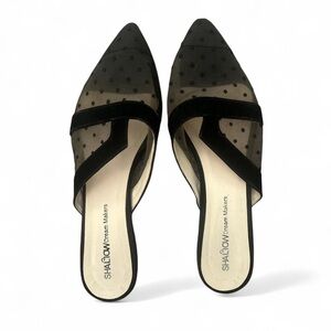 Vintage Black Mesh Polka Dot Women's Flats